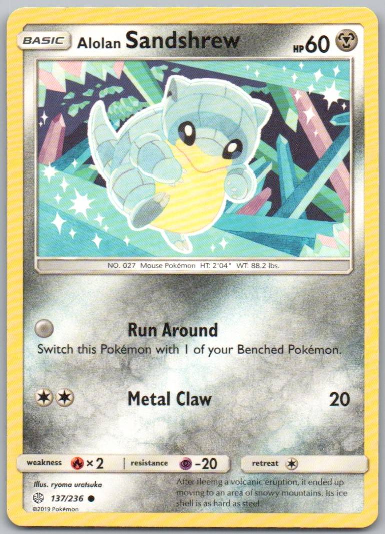 Alolan Sandshrew 137 Normal Metal Card - Cosmic Eclipse