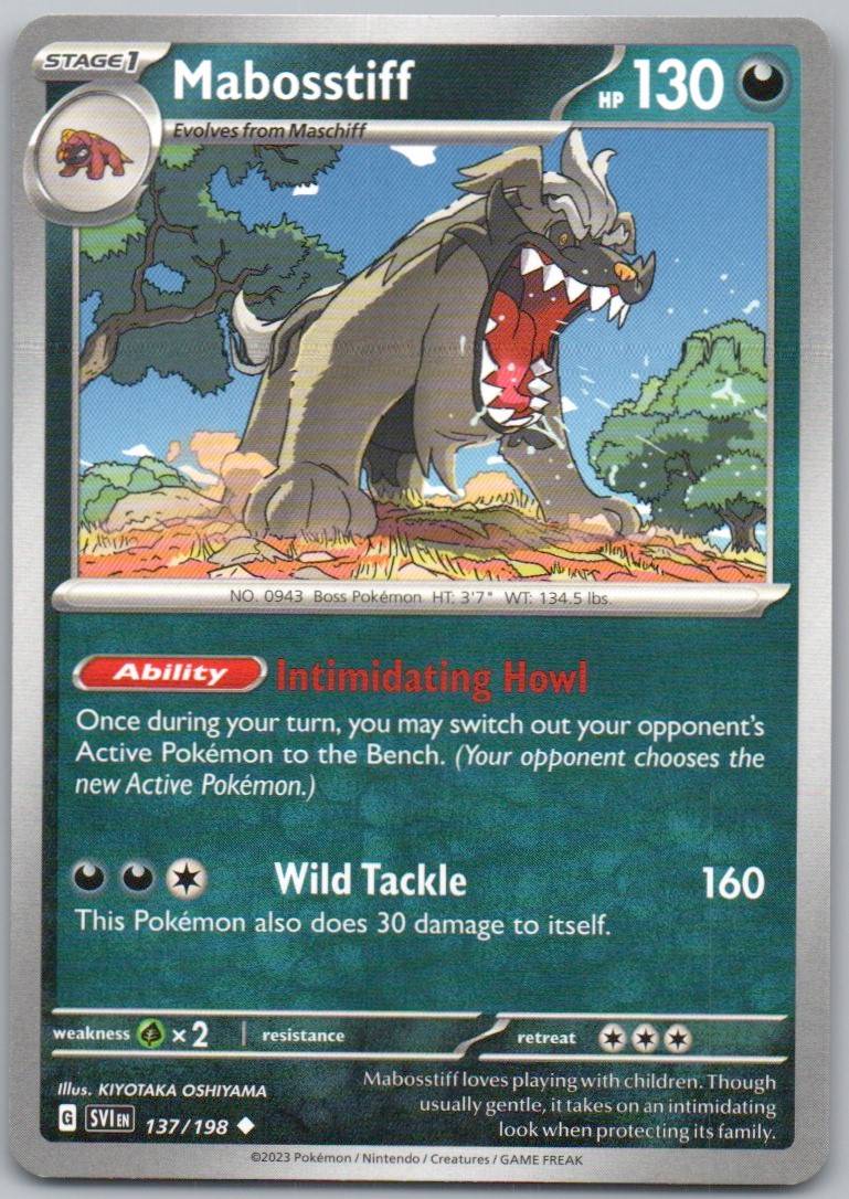 Mabosstiff 137 Normal Darkness Card - Scarlet & Violet