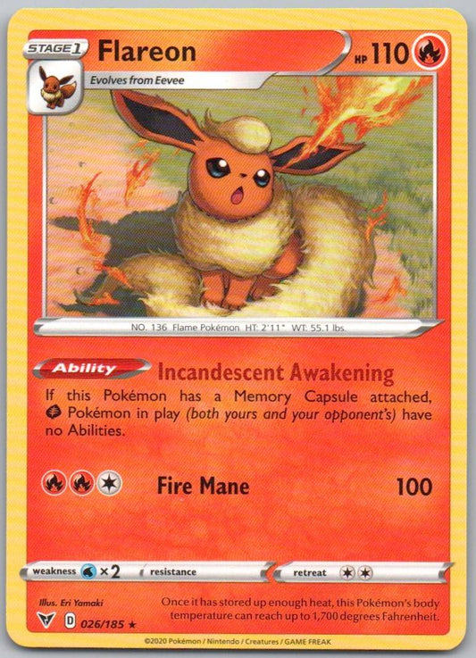 Flareon 026 Normal Fire Card - Vivid Voltage
