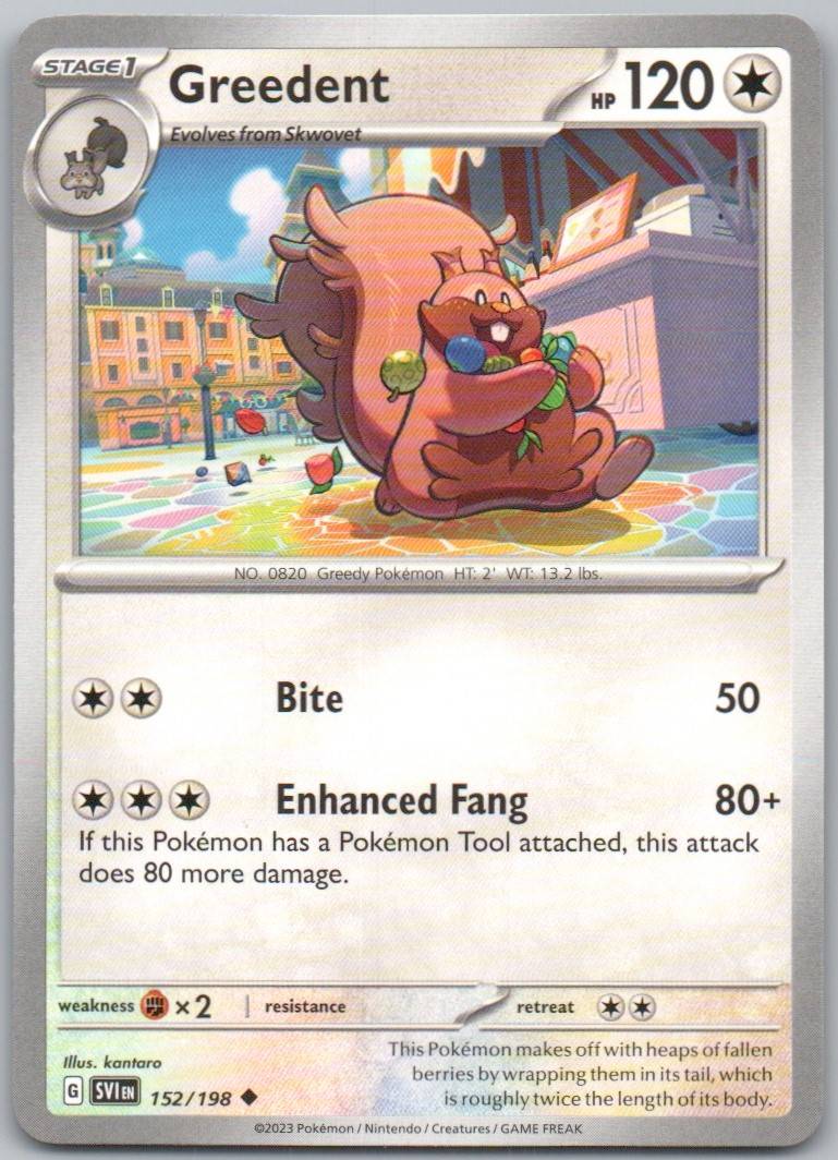 Greedent 152 Normal Colorless Card - Scarlet & Violet