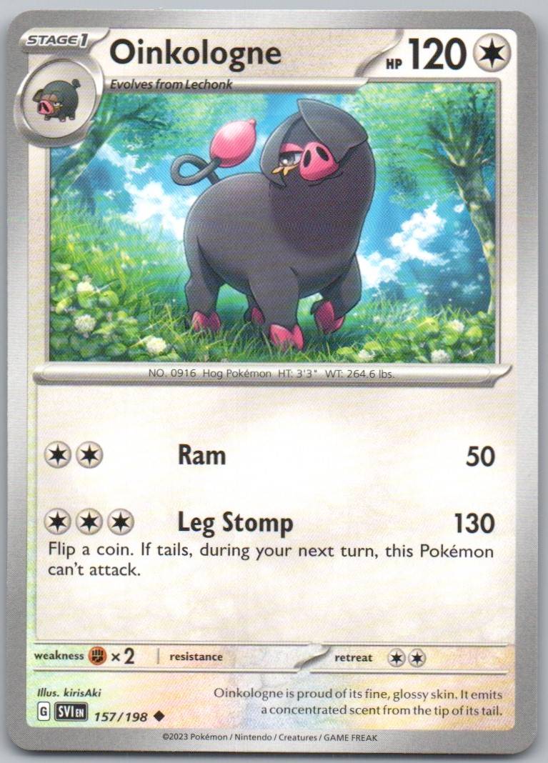 Oinkologne 157 Normal Colorless Card - Scarlet & Violet