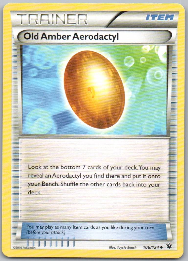Old Amber Aerodactyl 106 Normal Trainer Card - Fates Collide