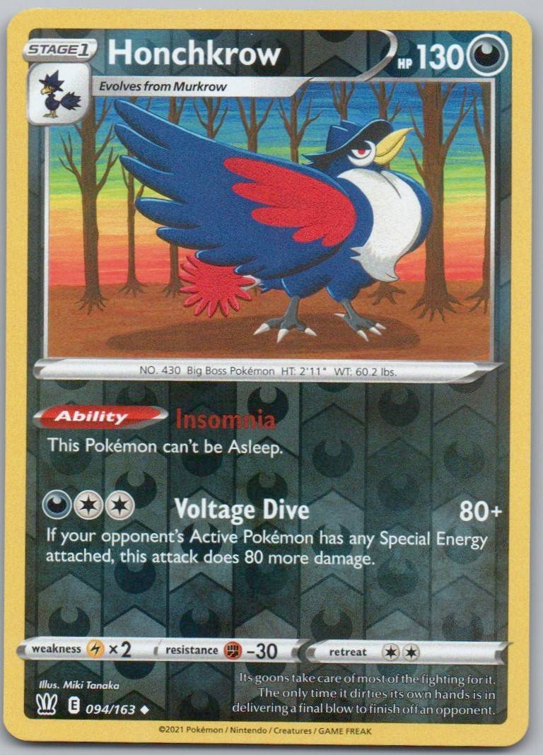 Honchkrow 094 Reverse Holo Darkness Card - Battle Styles