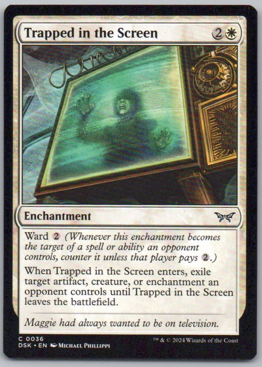 Trapped in the Screen 36 Normal Enchantment Card - Duskmourn: House of Horror