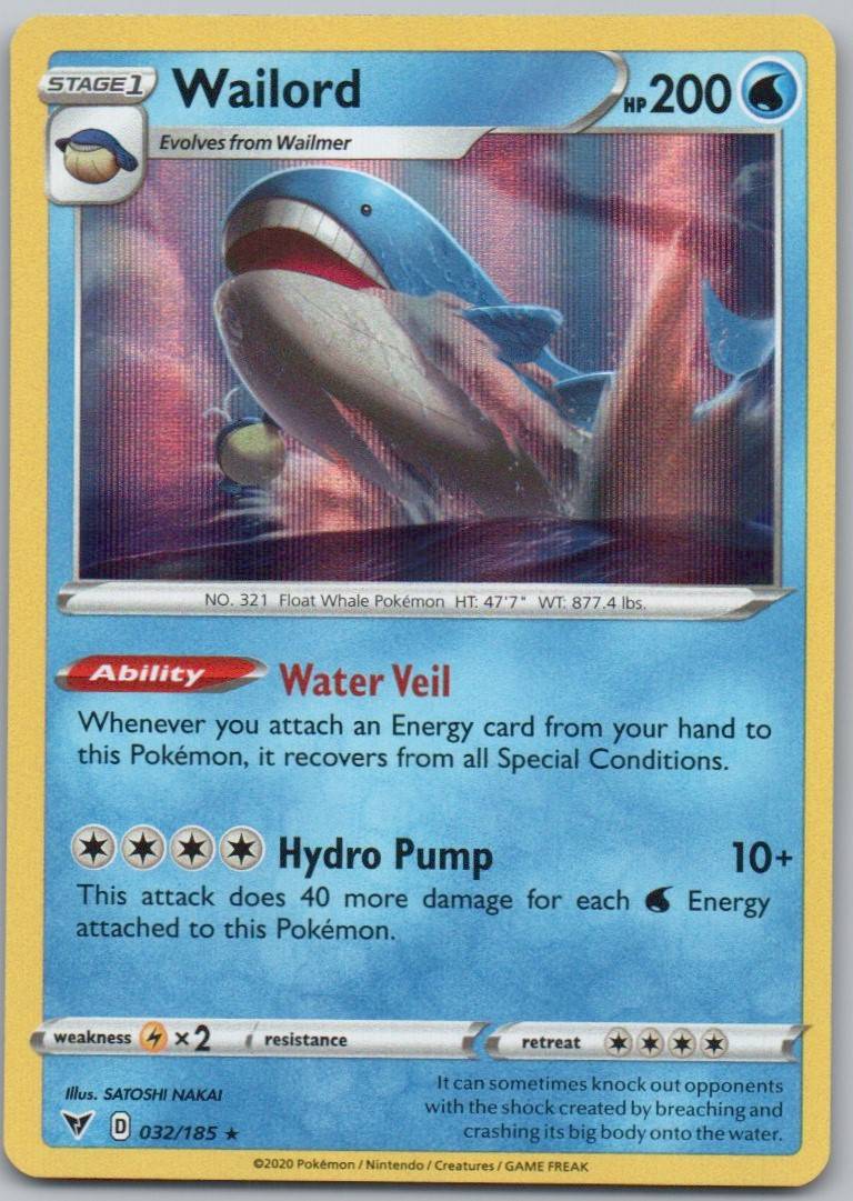 Wailord 032 Holo Water Card - Vivid Voltage