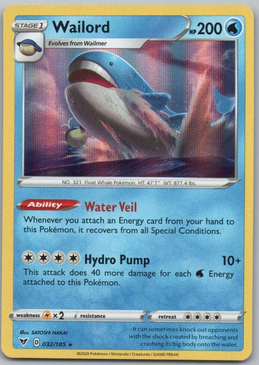 Wailord 032 Holo Water Card - Vivid Voltage