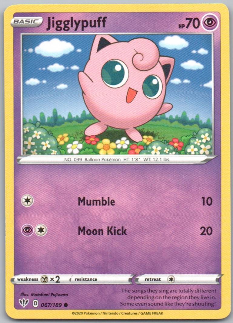 Jigglypuff 067 Normal Psychic Card - Darkness Ablaze