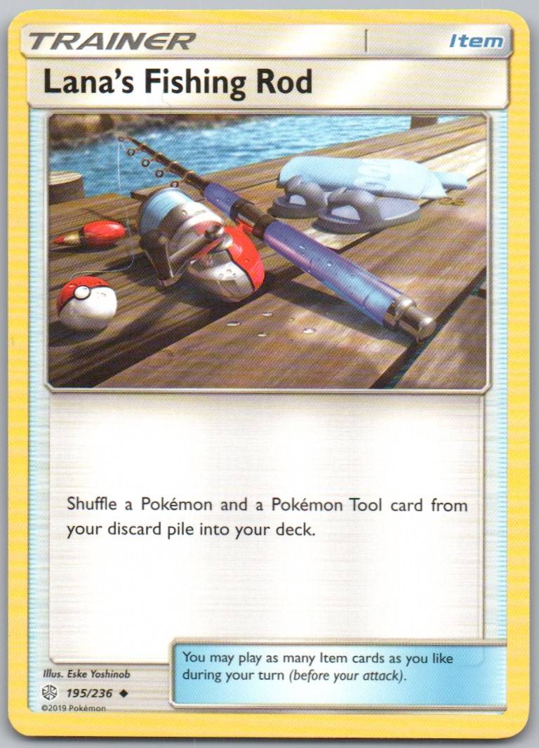 Lana's Fishing Rod 195 Normal Trainer Card - Cosmic Eclipse