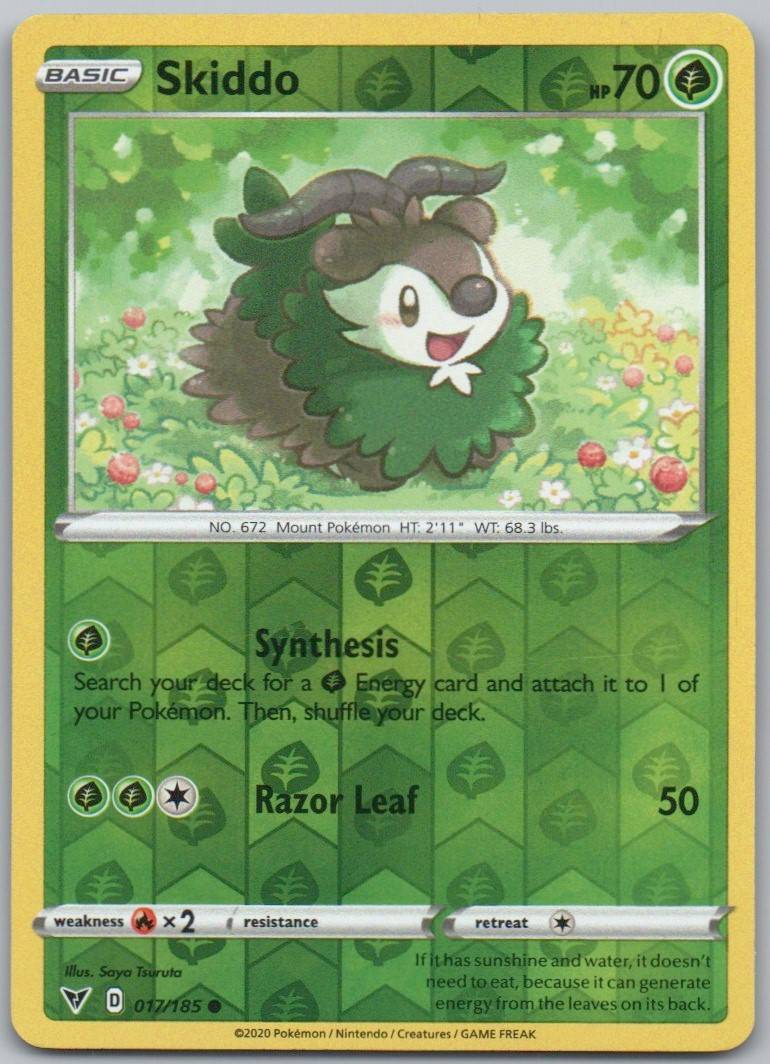 Skiddo 017 Reverse Holo Grass Card - Vivid Voltage
