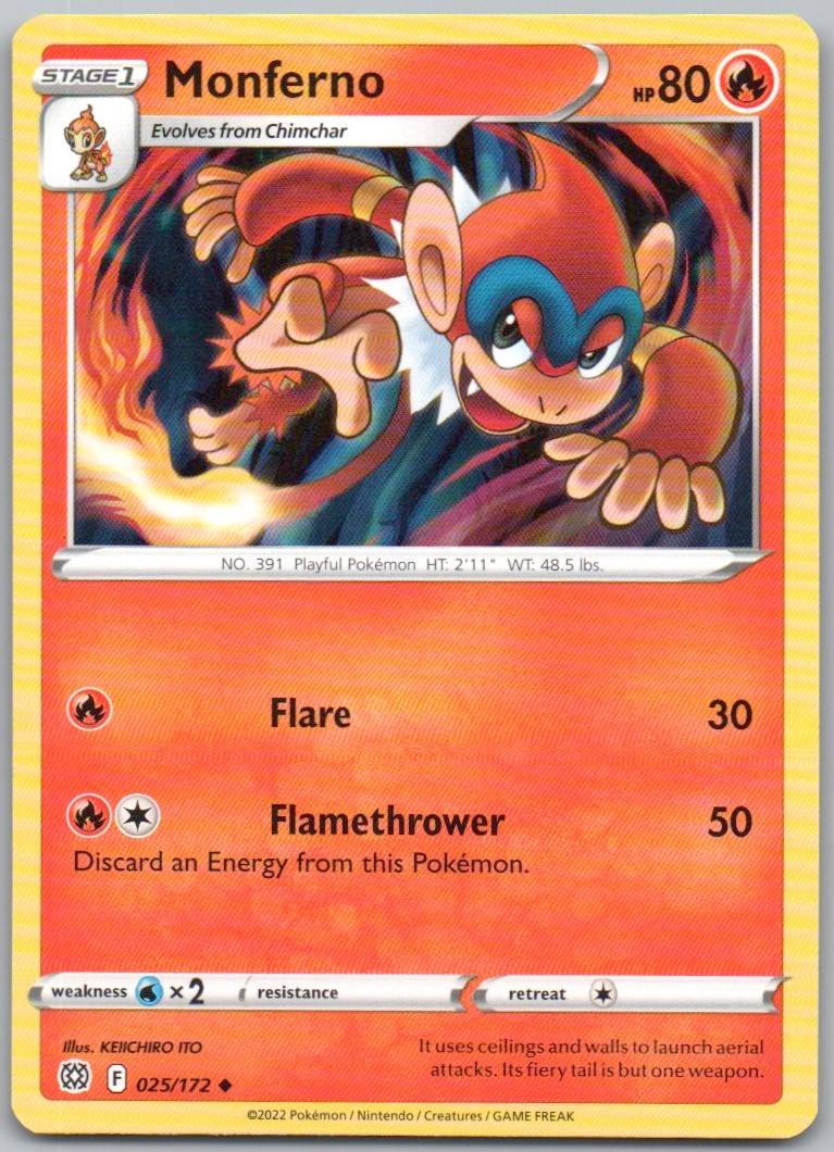 Monferno 025 Normal Fire Card - Brilliant Stars