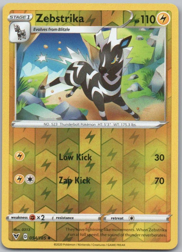 Zebstrika 054 Reverse Holo Lightning Card - Vivid Voltage