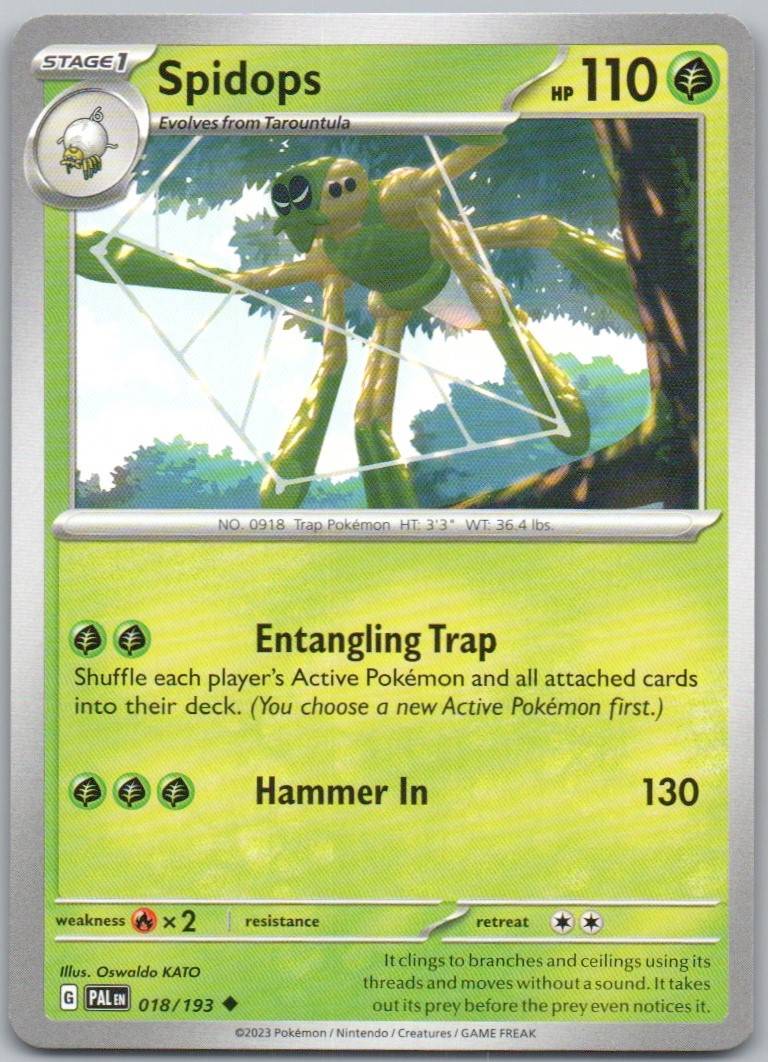Spidops 018 Normal Grass Card - Paldea Evolved