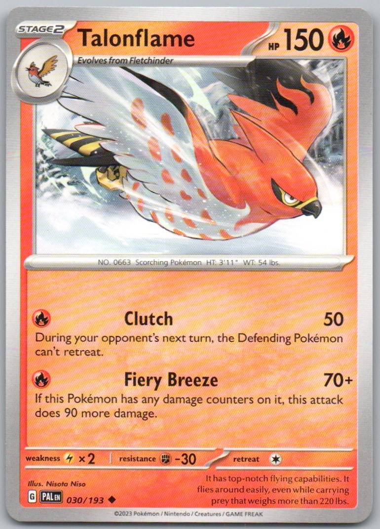 Talonflame 030 Normal Fire Card - Paldea Evolved