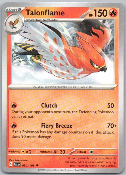 Talonflame 030 Normal Fire Card - Paldea Evolved