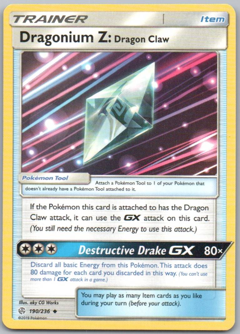 Dragonium Z: Dragon Claw 190 Normal Trainer Card - Cosmic Eclipse