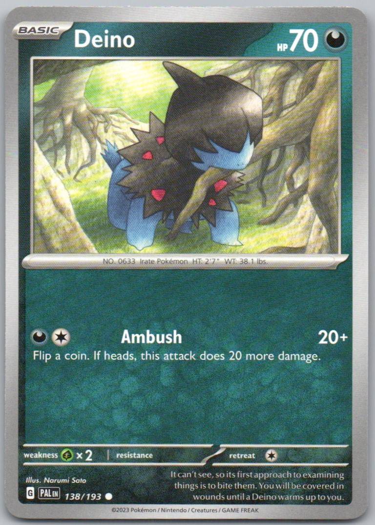 Deino 138 Normal Darkness Card - Paldea Evolved