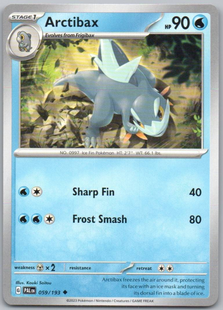 Arctibax 059 Normal Water Card - Paldea Evolved