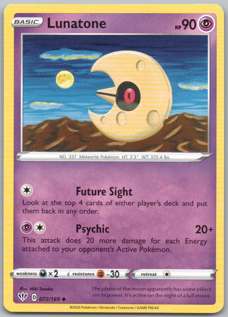 Lunatone 072 Normal Psychic Card - Darkness Ablaze