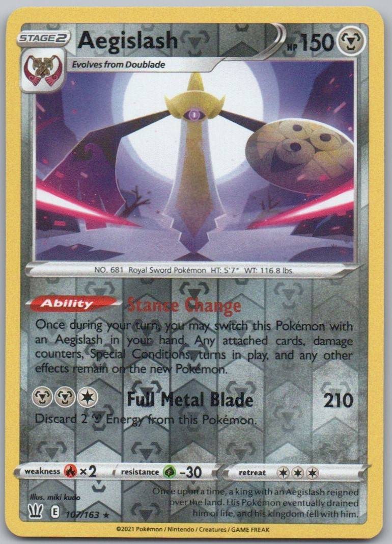 Aegislash 107 Reverse Holo Metal Card - Battle Styles