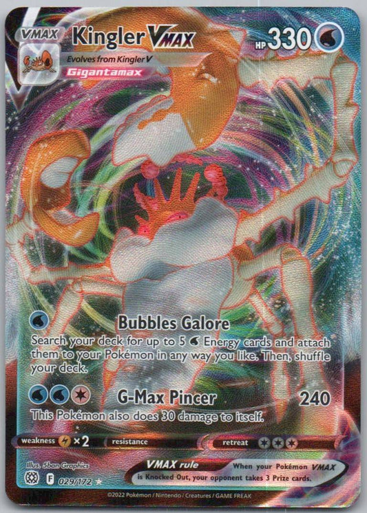 Kingler VMAX 029 Holo Water Card - Brilliant Stars