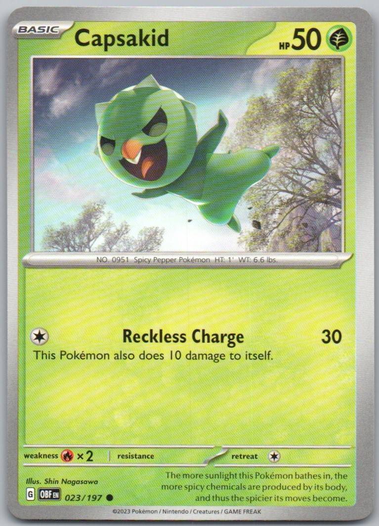 Capsakid 023 Normal Grass Card - Obsidian Flames