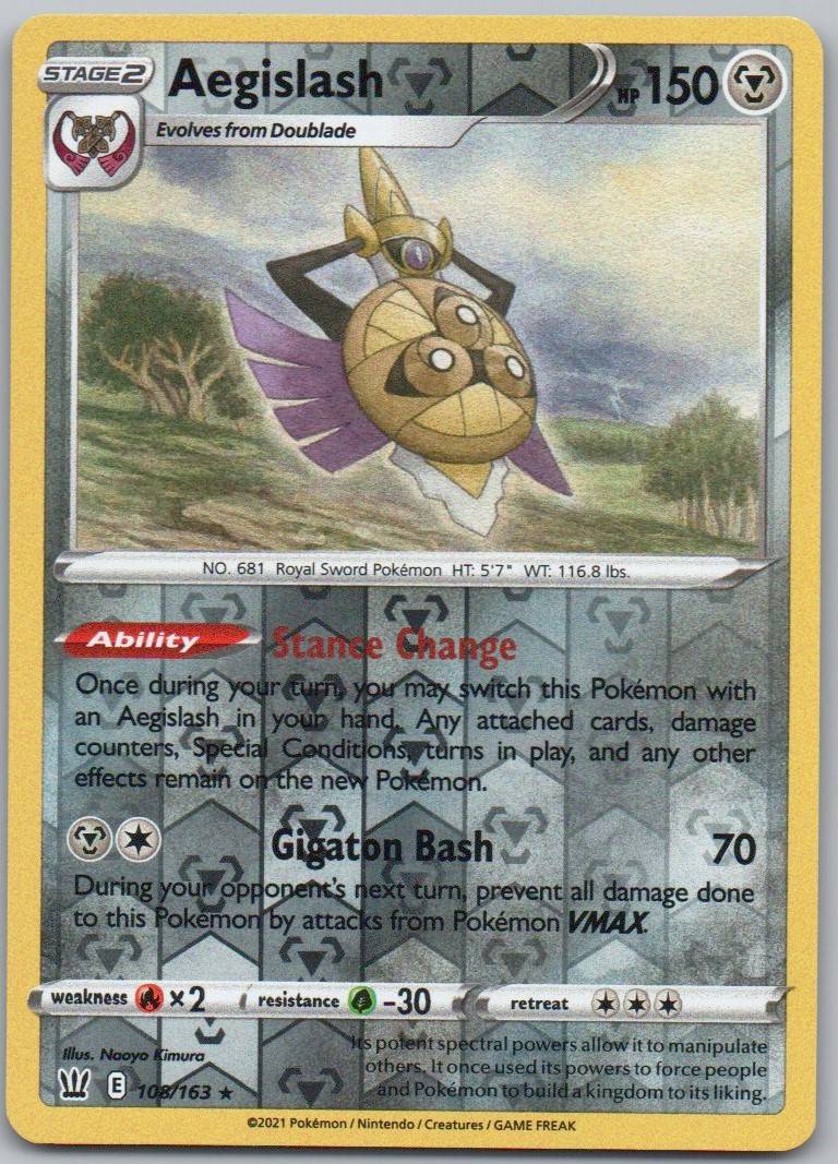 Aegislash 108 Reverse Holo Metal Card - Battle Styles