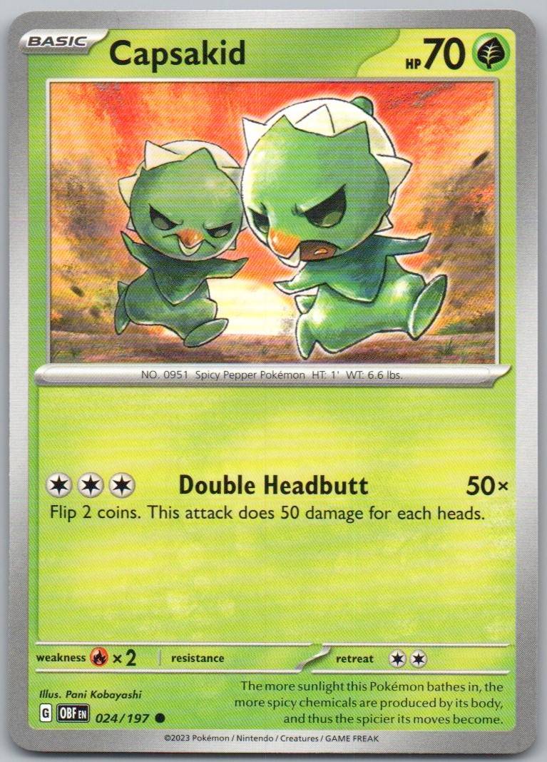 Capsakid 024 Normal Grass Card - Obsidian Flames