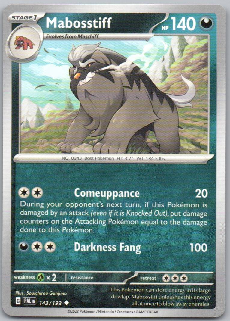 Mabosstiff 143 Normal Darkness Card - Paldea Evolved