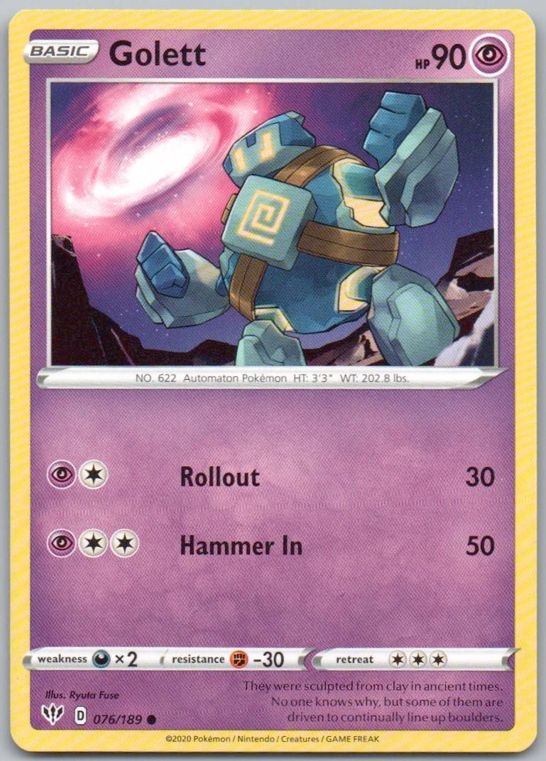 Golett 076 Normal Psychic Card - Darkness Ablaze
