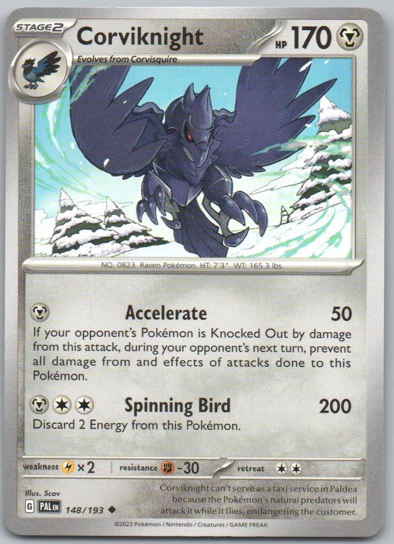 Corviknight 148 Normal Metal Card - Paldea Evolved