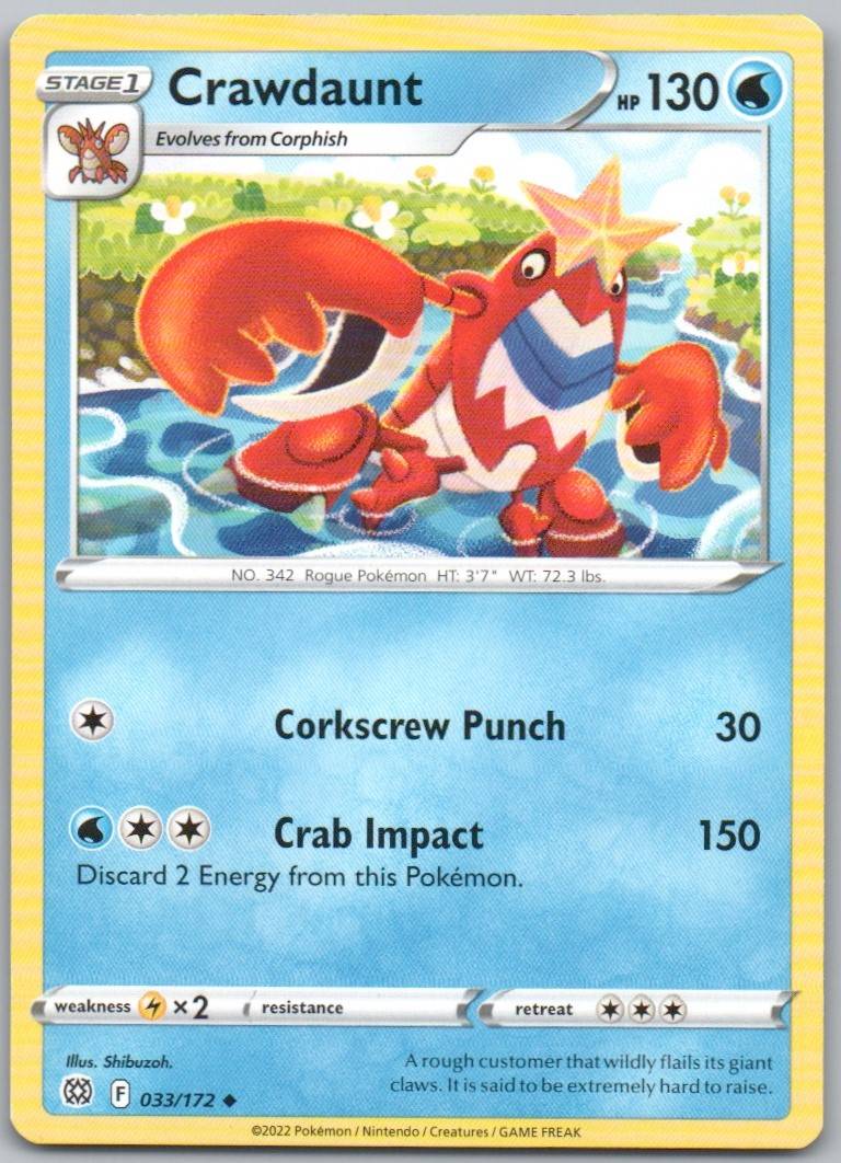 Crawdaunt 033 Normal Water Card - Brilliant Stars