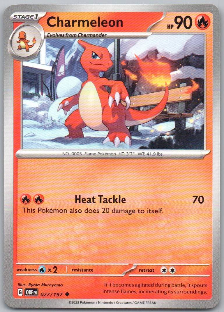 Charmeleon 027 Normal Fire Card - Obsidian Flames