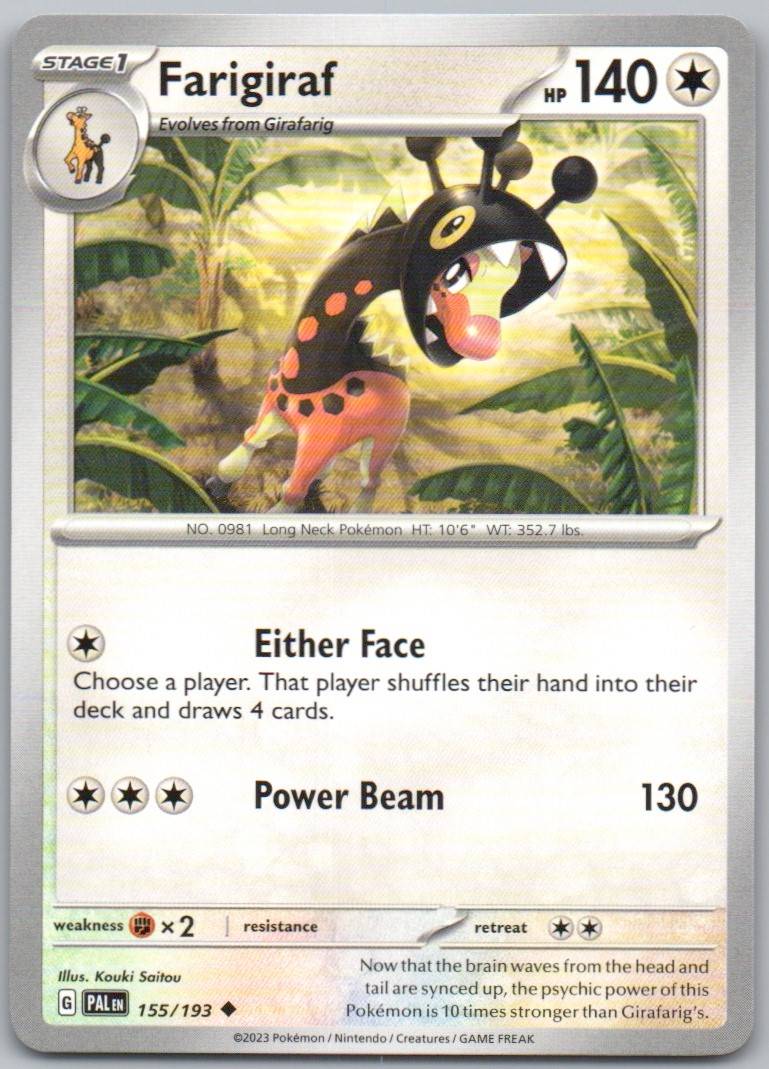 Farigiraf 155 Normal Colorless Card - Paldea Evolved