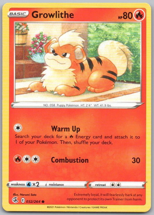 Growlithe 032 Normal Fire Card - Fusion Strike
