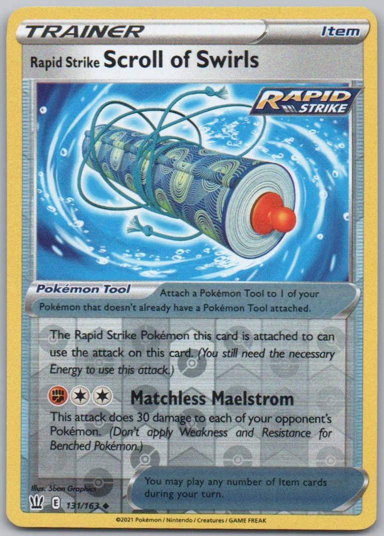 Rapid Strike Scroll of Swirls 131 Reverse Holo Trainer Card - Battle Styles