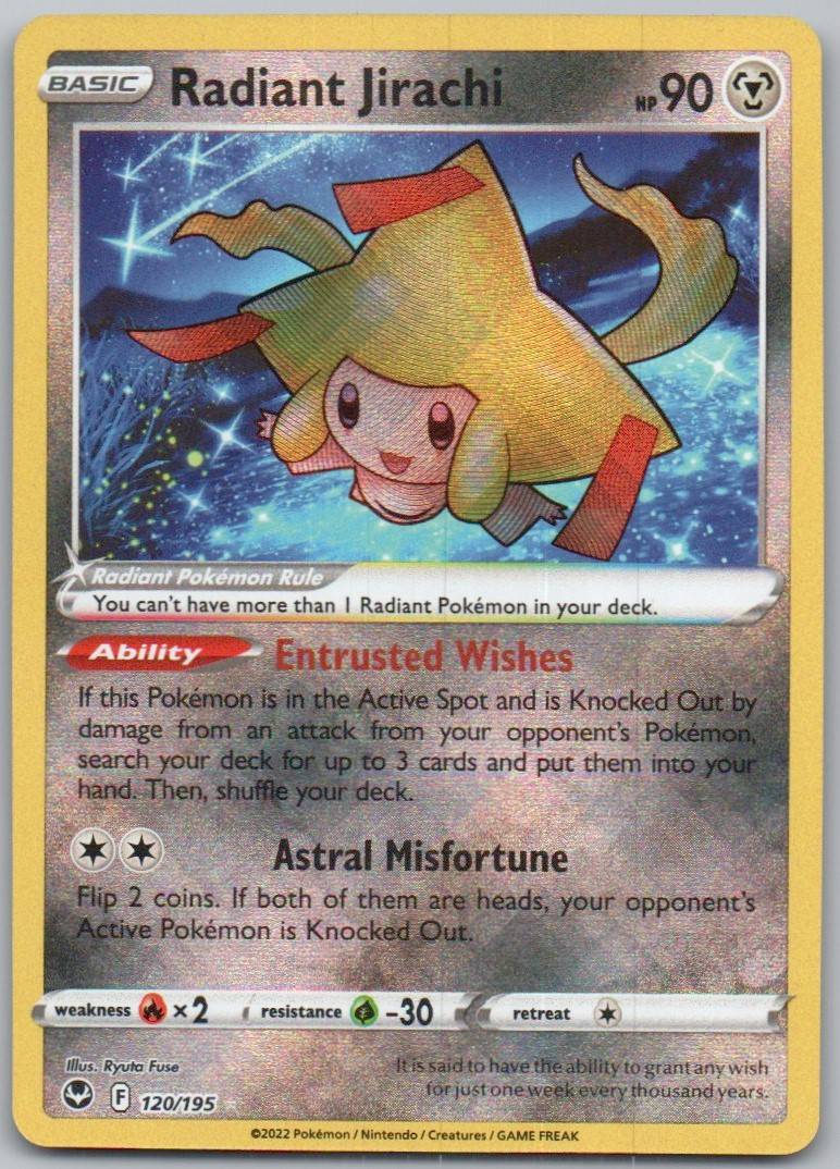 Radiant Jirachi 120 Holo Metal Card - Silver Tempest