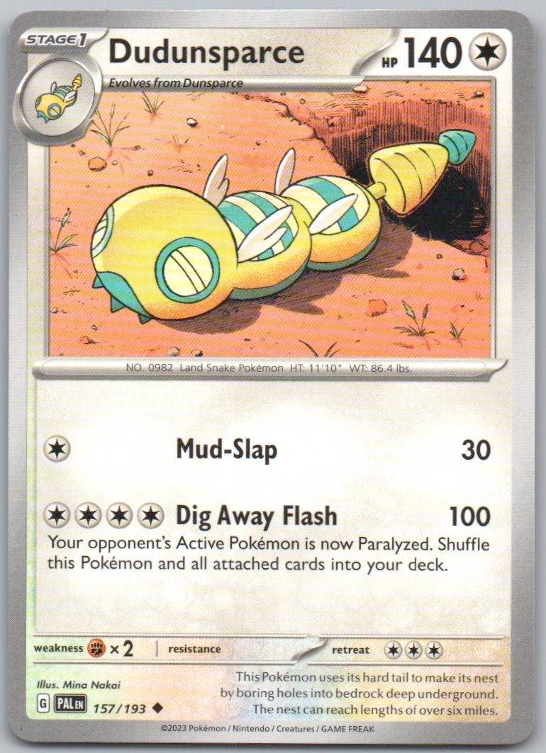 Dudunsparce 157 Normal Colorless Card - Paldea Evolved