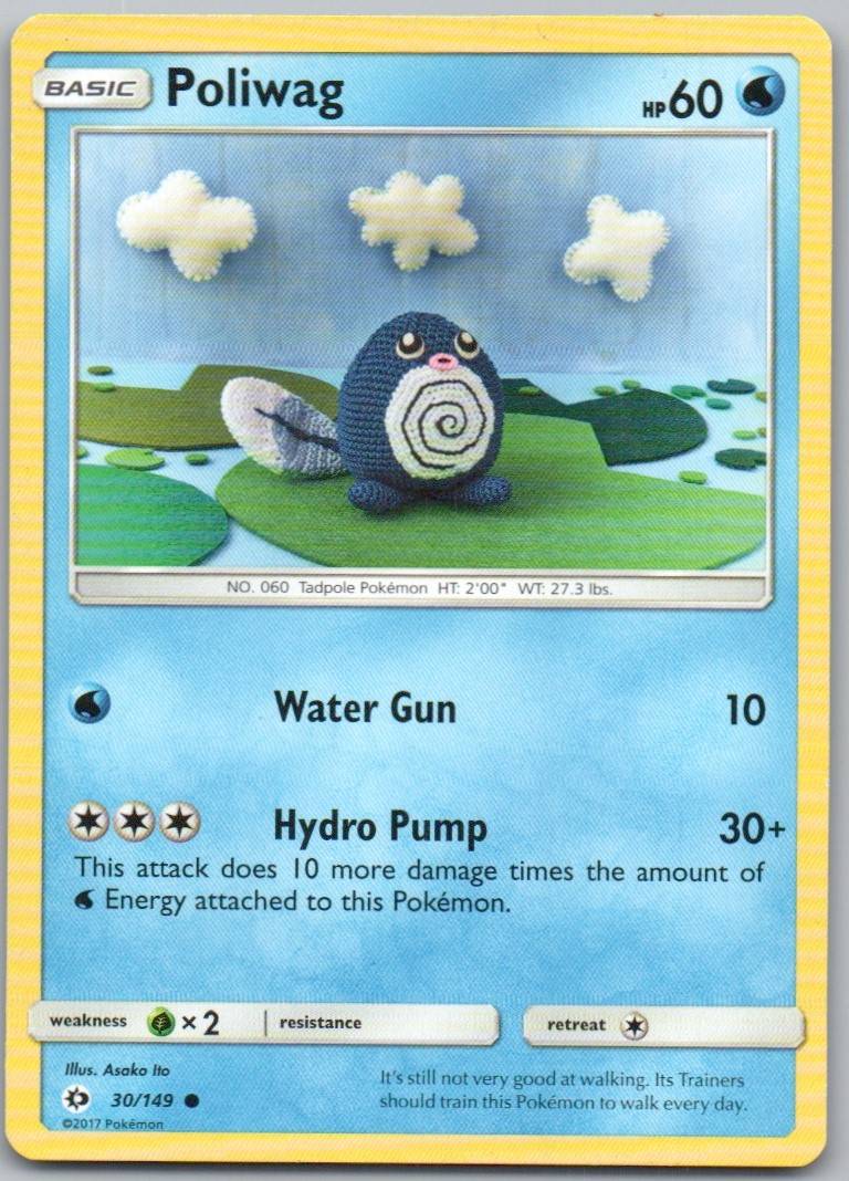 Poliwag 30 Normal Water Card - Sun & Moon Base