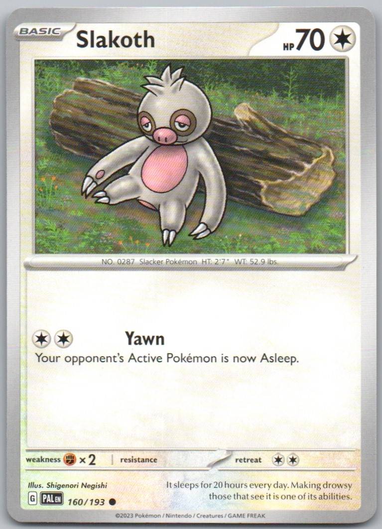 Slakoth 160 Normal Colorless Card - Paldea Evolved