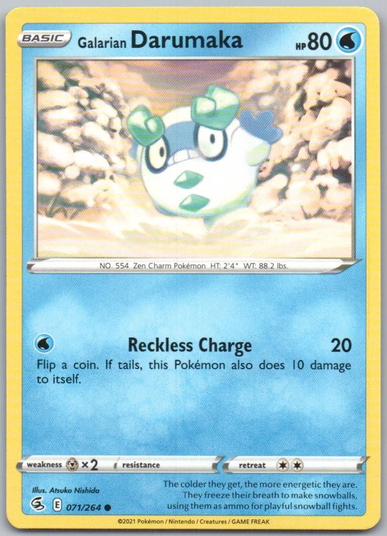 Galarian Darumaka 071 Normal Water Card - Fusion Strike