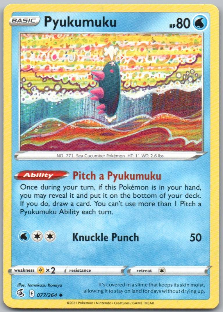 Pyukumuku 077 Normal Water Card - Fusion Strike