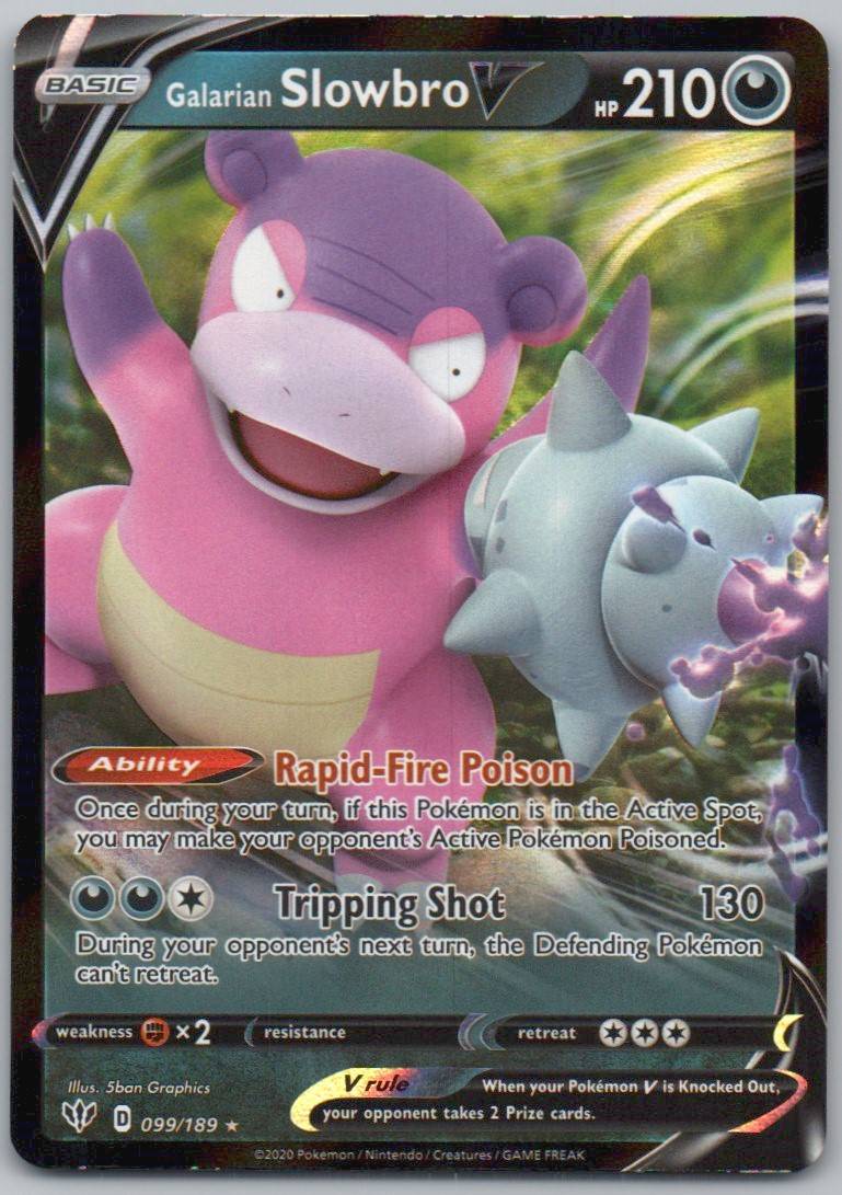 Galarian Slowbro V 099 Holo Darkness Card - Darkness Ablaze