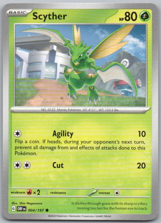 Scyther 004 Normal Grass Card - Obsidian Flames