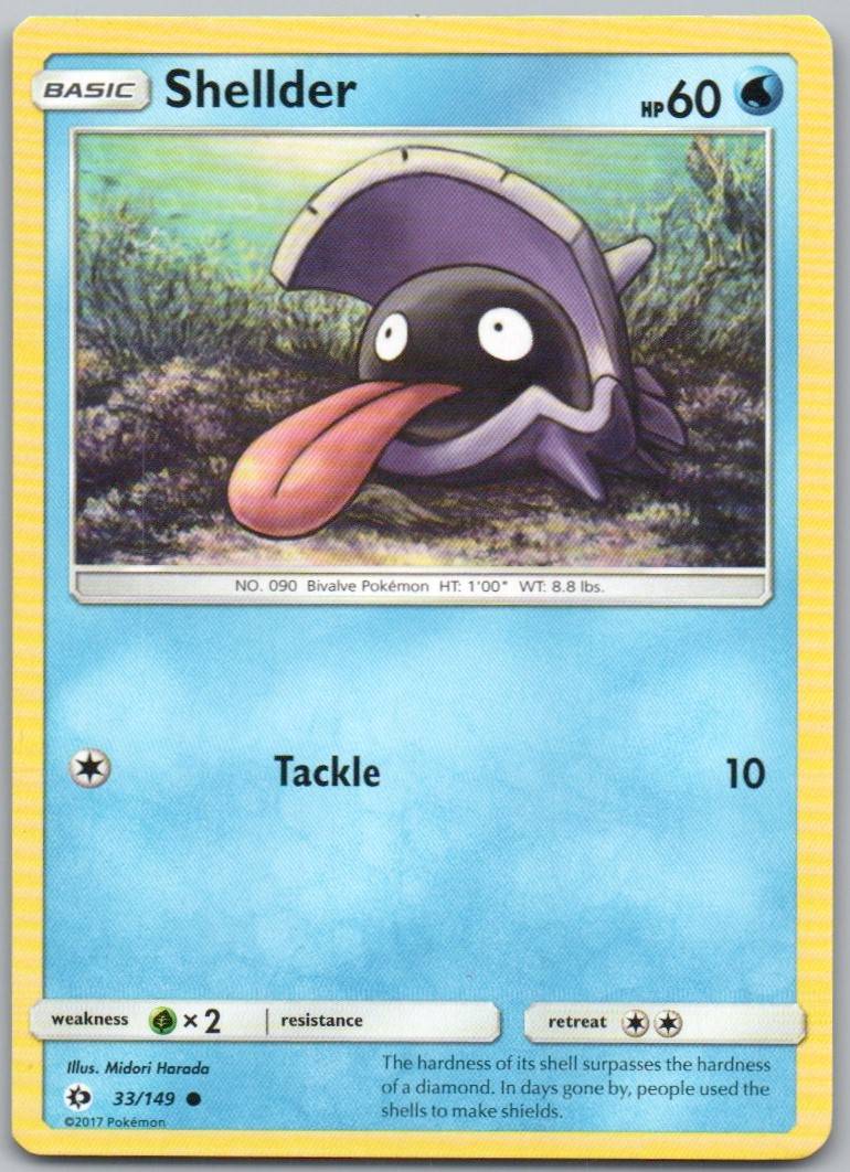Shellder 33 Normal Water Card - Sun & Moon Base