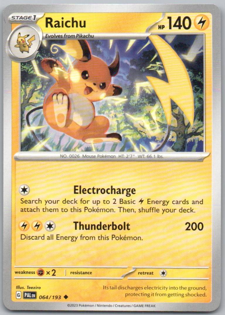 Raichu 064 Normal Lightning Card - Paldea Evolved