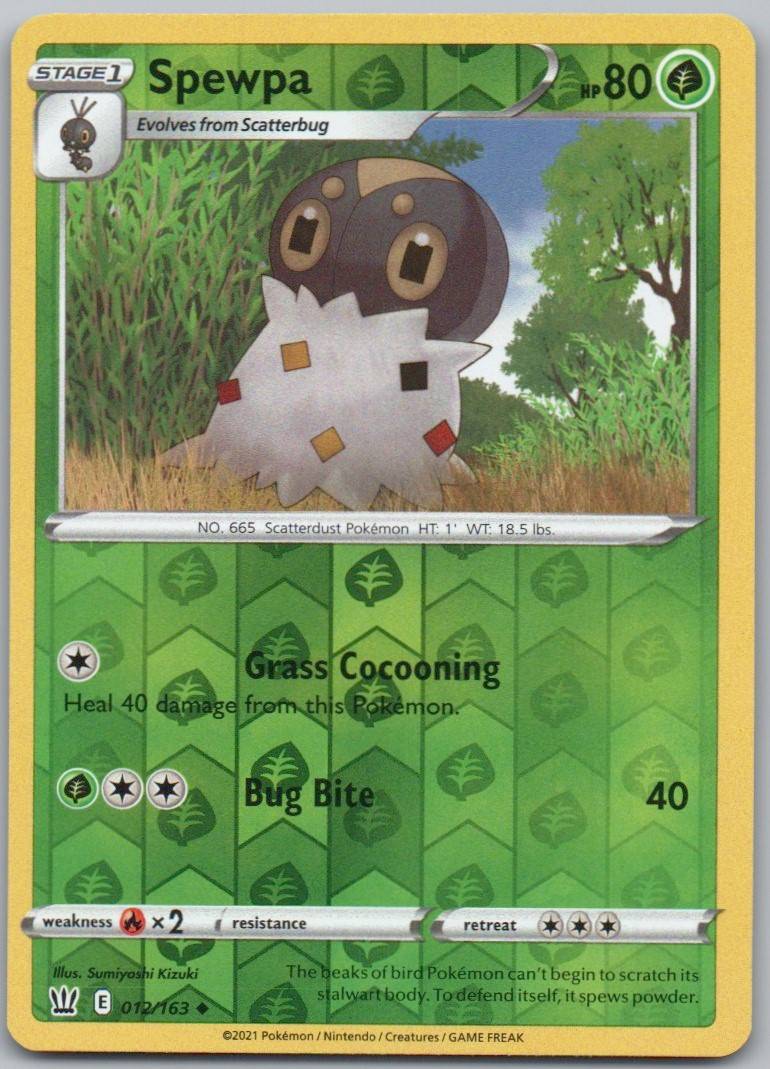 Spewpa 012 Reverse Holo Grass Card - Battle Styles