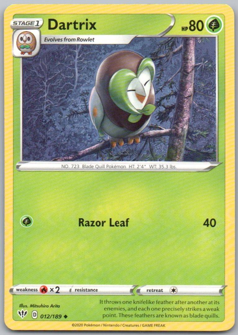 Dartrix 012 Normal Grass Card - Darkness Ablaze
