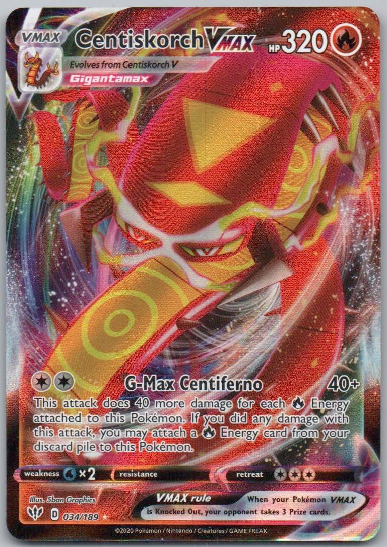 Centiskorch VMAX 034 Holo Fire Card - Darkness Ablaze