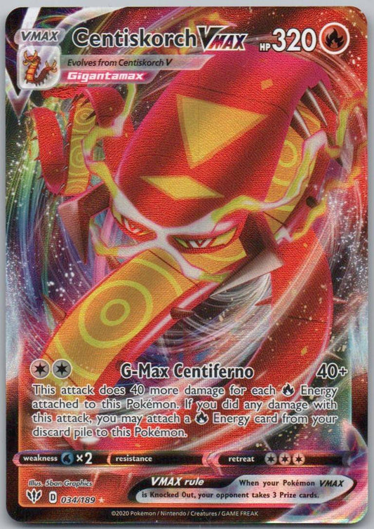 Centiskorch VMAX 034 Holo Fire Card - Darkness Ablaze