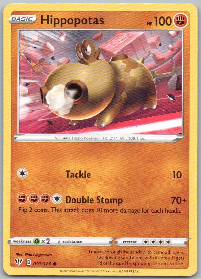 Hippopotas 093 Normal Fighting Card - Darkness Ablaze